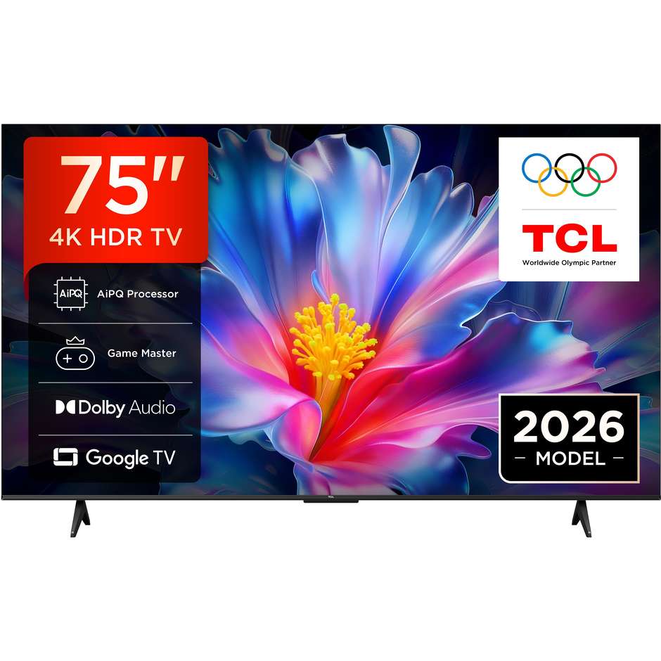 TCL 75P6L TV 75" 4K QLED Google TV HDR10 Nero ```